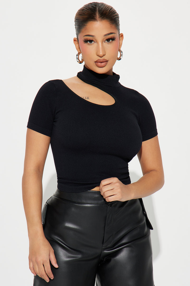 Kimmie Cut Out Seamless Top - Black | Fashion Nova, Knit Tops | Fashion Nova