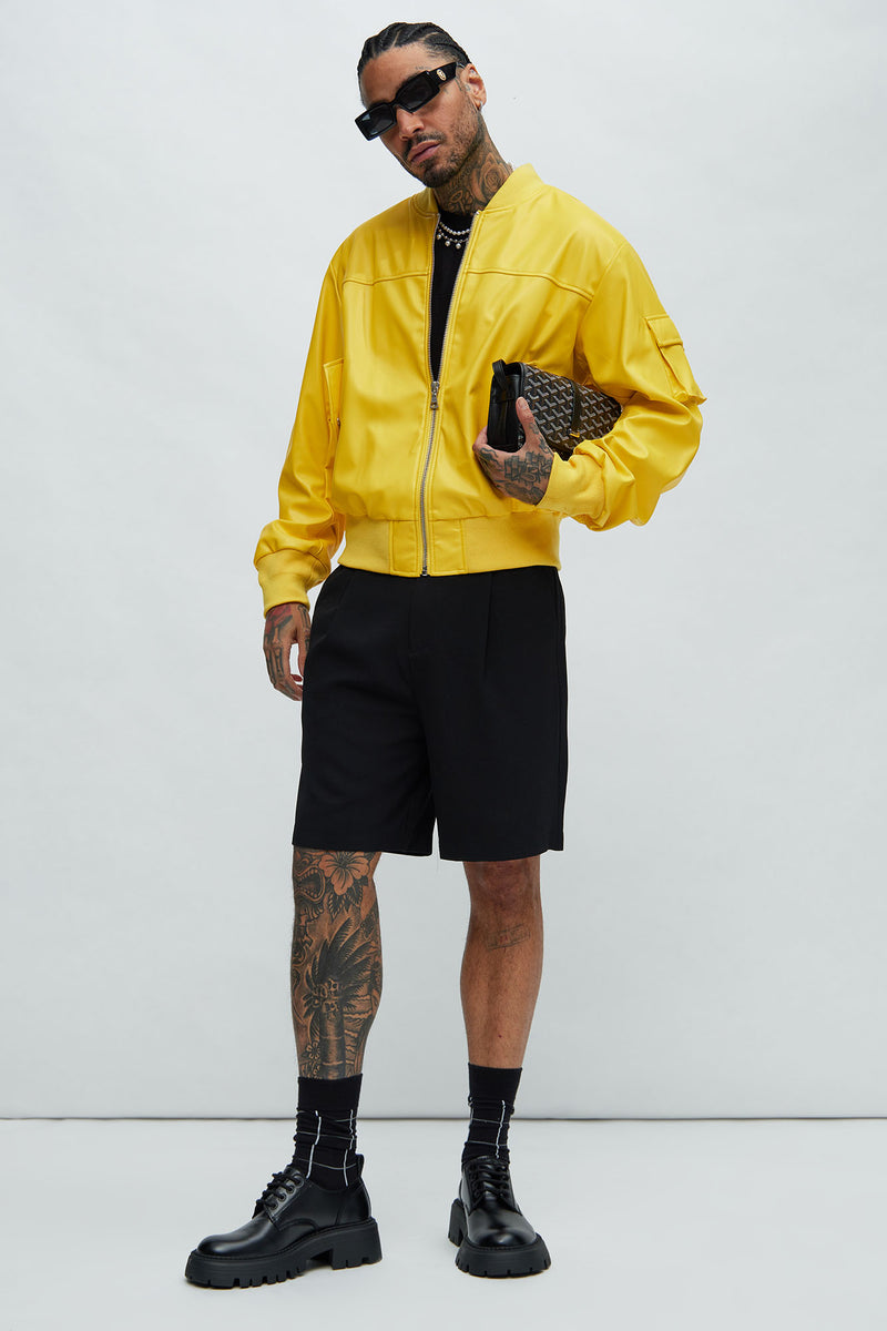Yellow bomber jacket outfit hotsell