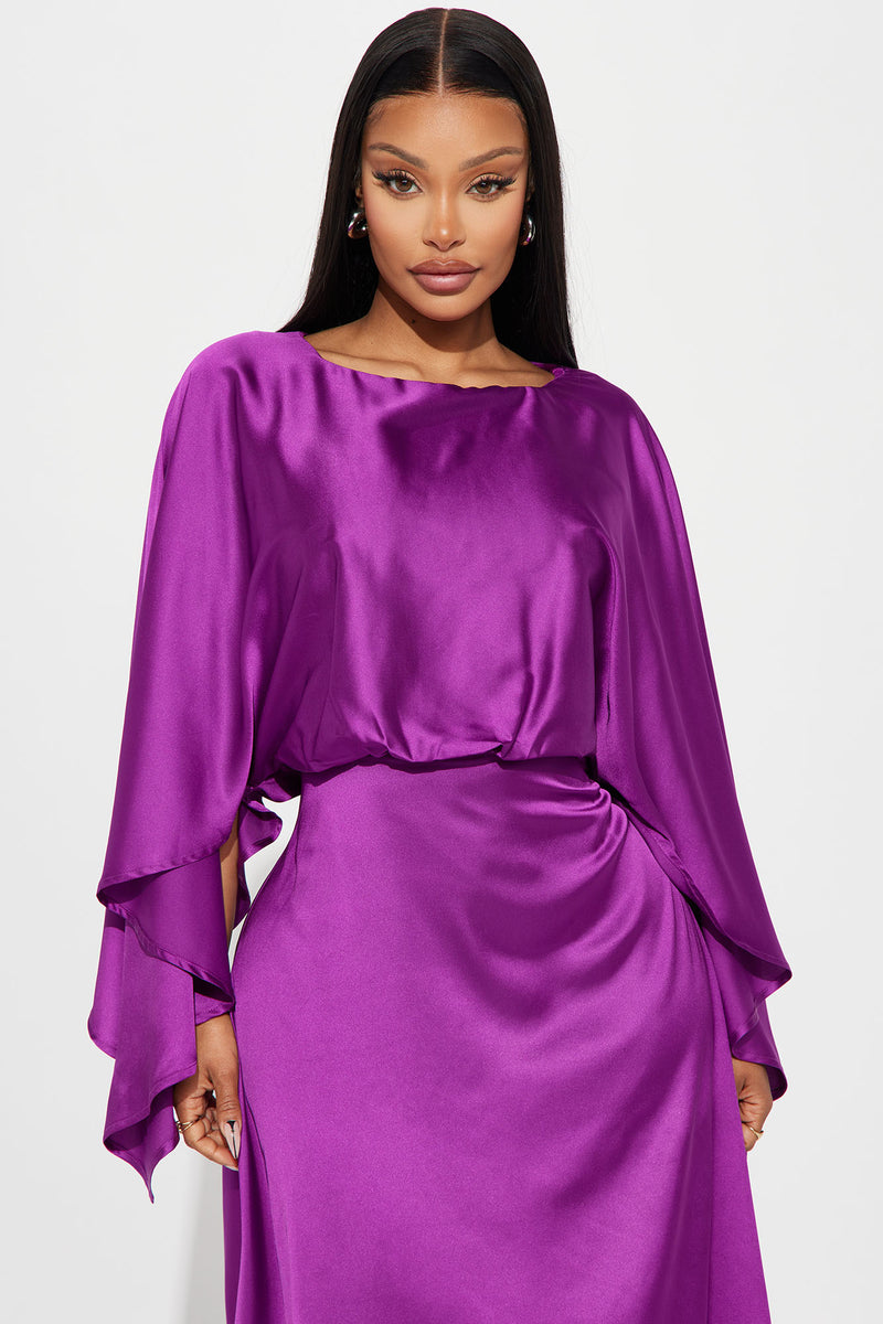 Magenta satin jersey dress hot sale