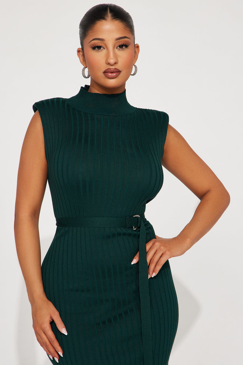 Dreamy Jane Mock Neck Midi Dress Green Fashion Nova Dresses