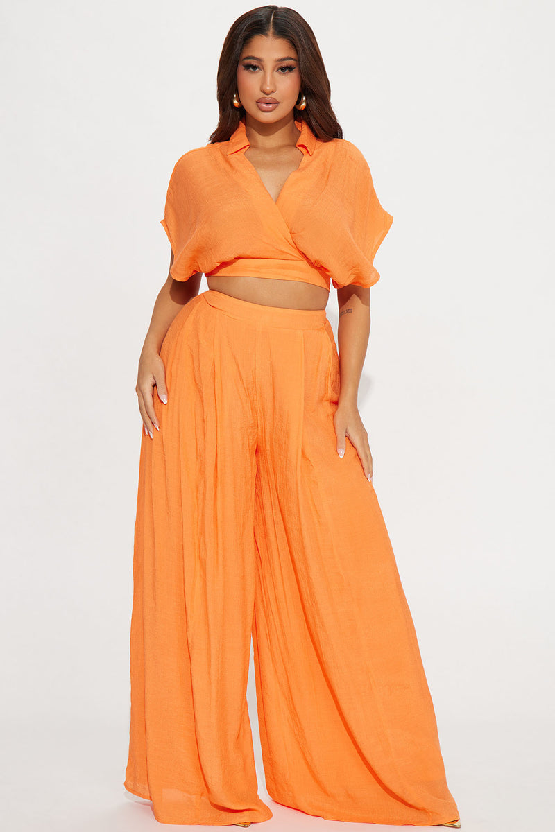 Mea Gauze Pant Set Orange Fashion Nova, Matching Sets Fashion Nova