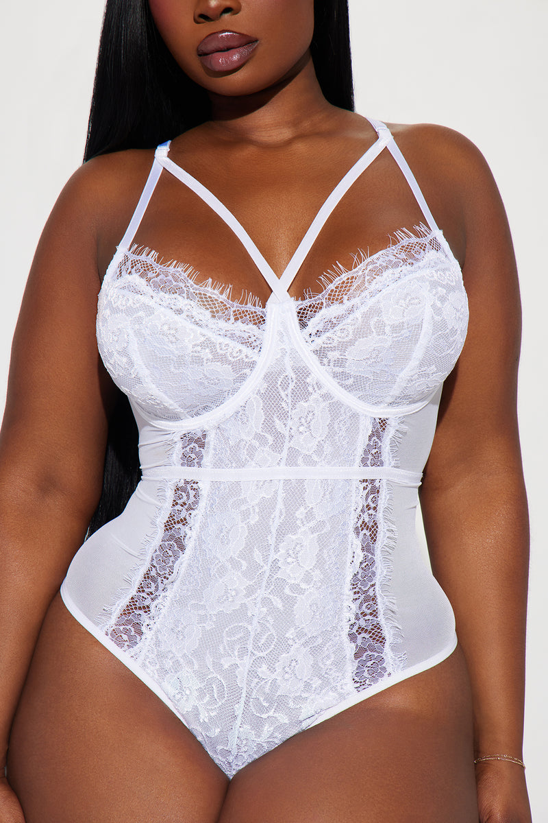 Plus size best sale white lace bodysuit