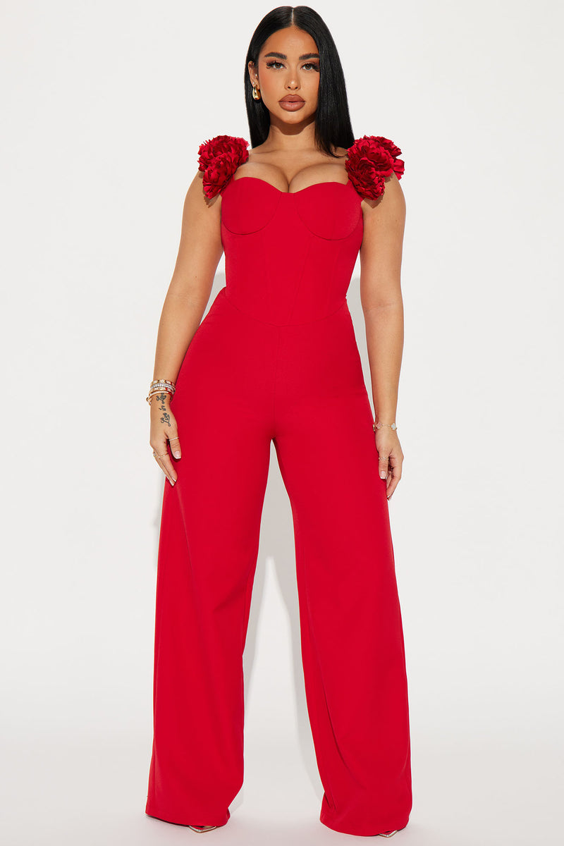 Buy Myself Flowers Jumpsuit Red