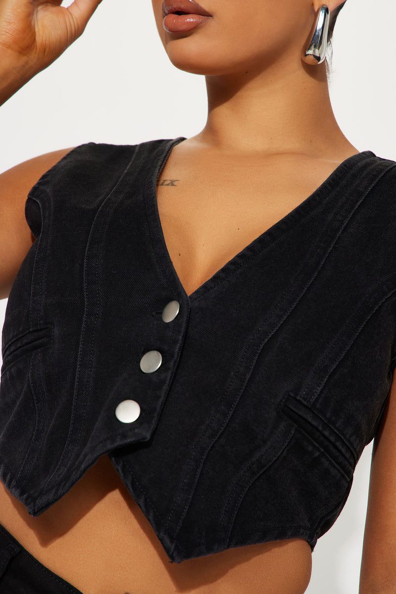 After Dark Denim Vest Top - Black Wash | Fashion Nova, Shirts & Blouses ...