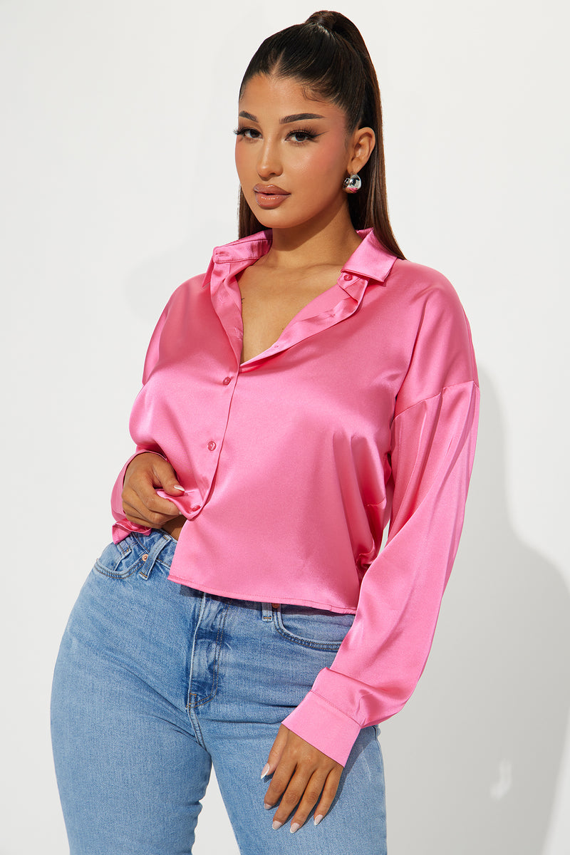 Pink shop satin shirt