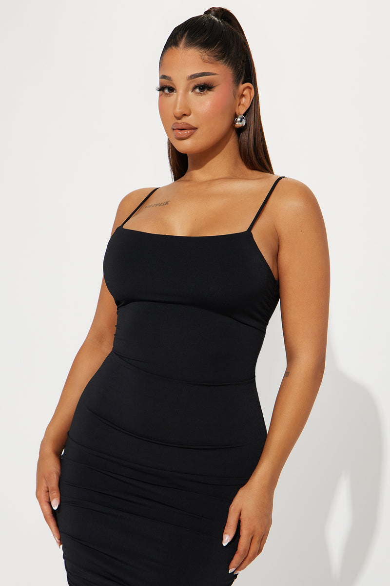 Simple black discount mini dress