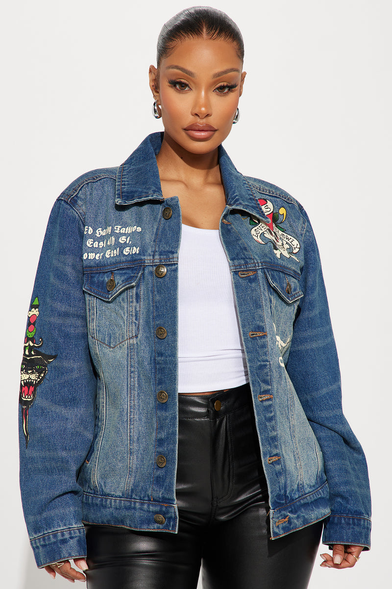 Oversized jean top jacket fashion nova