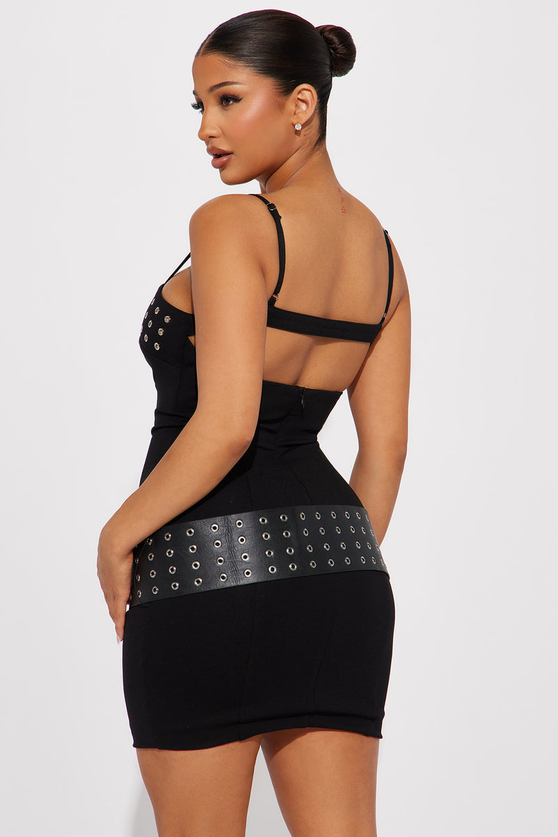 Can't Deny It Belted Mini Dress Black Fashion Nova, Dresses