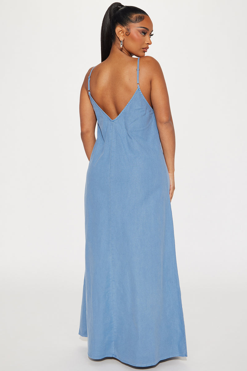 Brandi Denim Maxi Dress - Blue, Fashion Nova, Dresses
