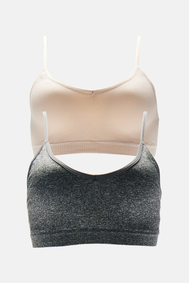 Easy Time Seamless 2 Pack Bras - Grey/combo