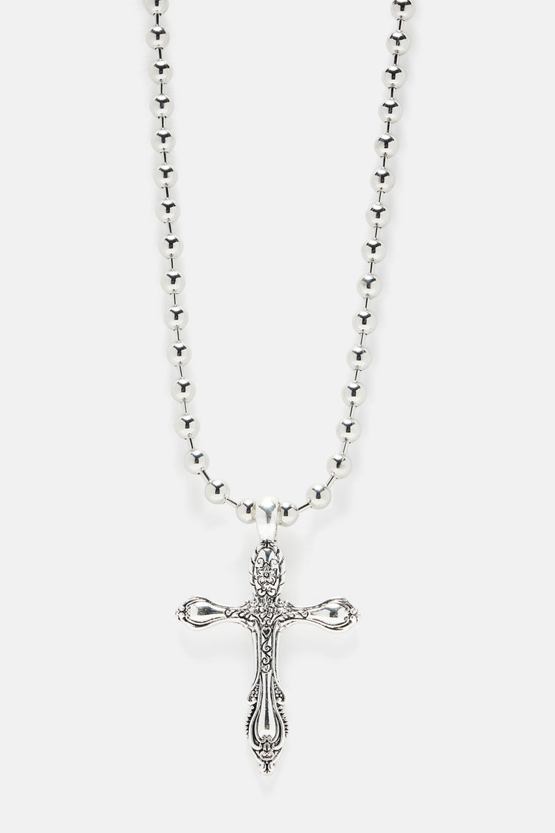Inviolable Cross Chain Necklace Silver Fashion Nova, Mens Jewelry
