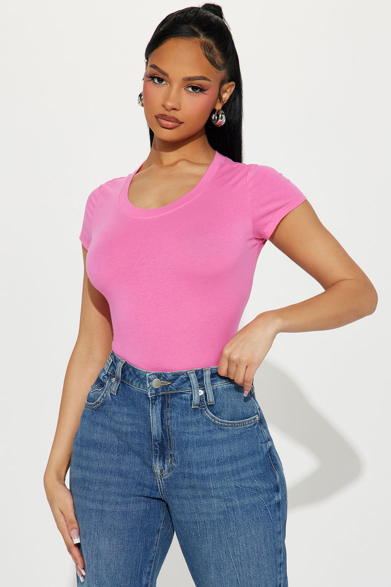 Alyssa Crew Neck Top Pink Fashion Nova, Basic Tops & Bodysuits