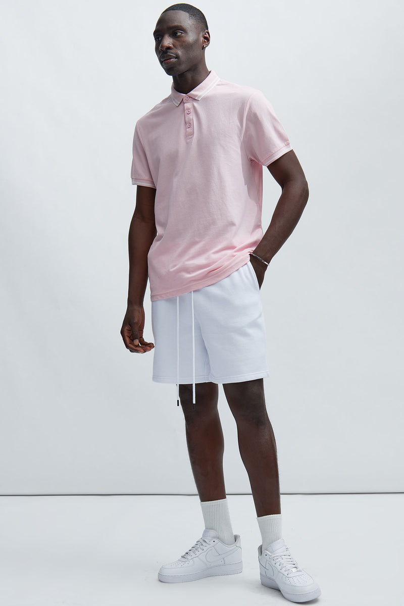 Grey and pink polo hot sale shirt