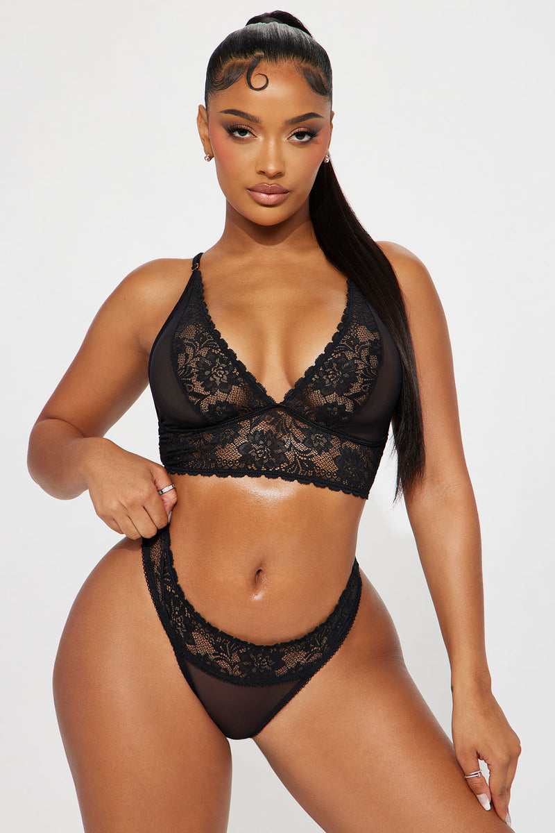 Belong With Me Lace Bra And Panty Set - Black