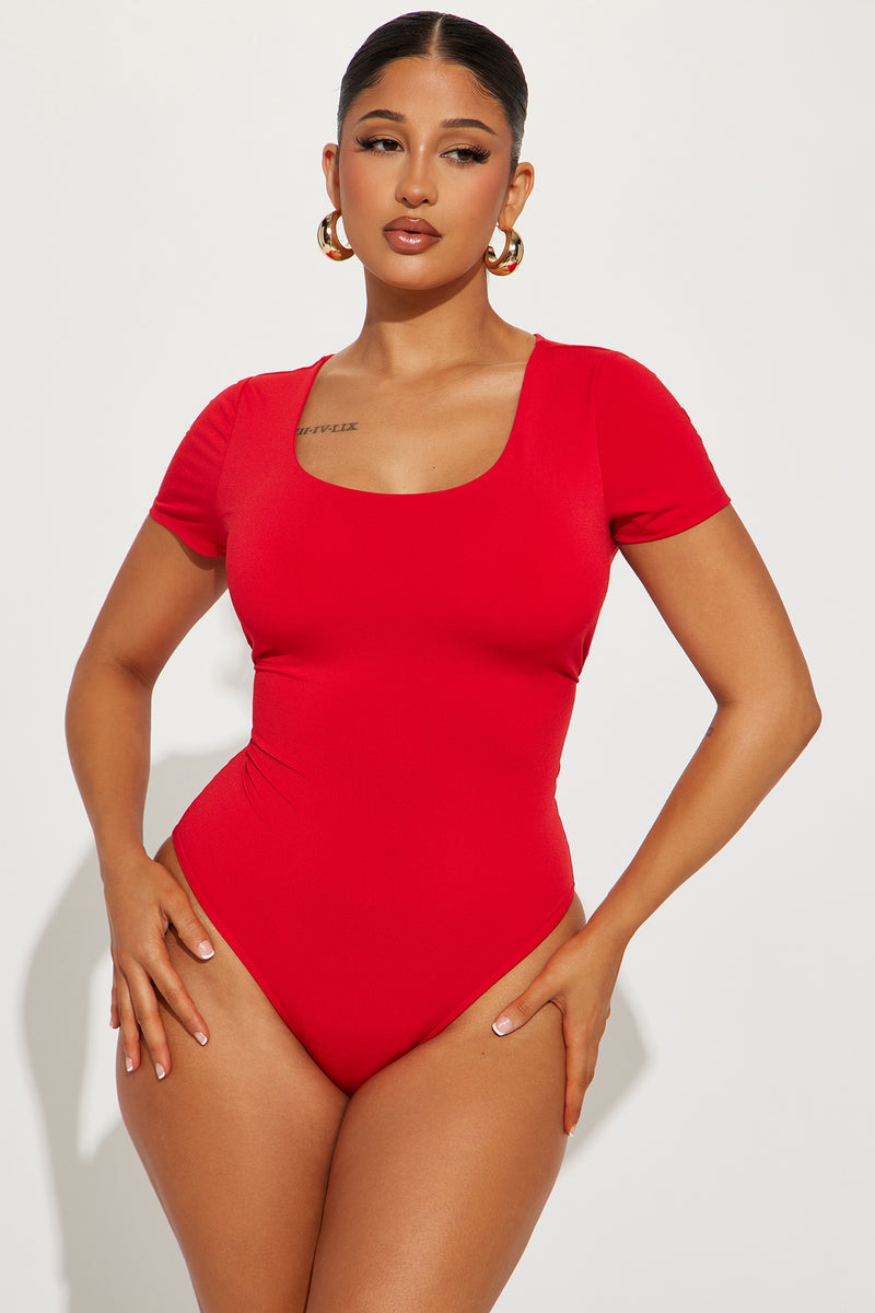 Tabitha Short Sleeve Bodysuit - Red