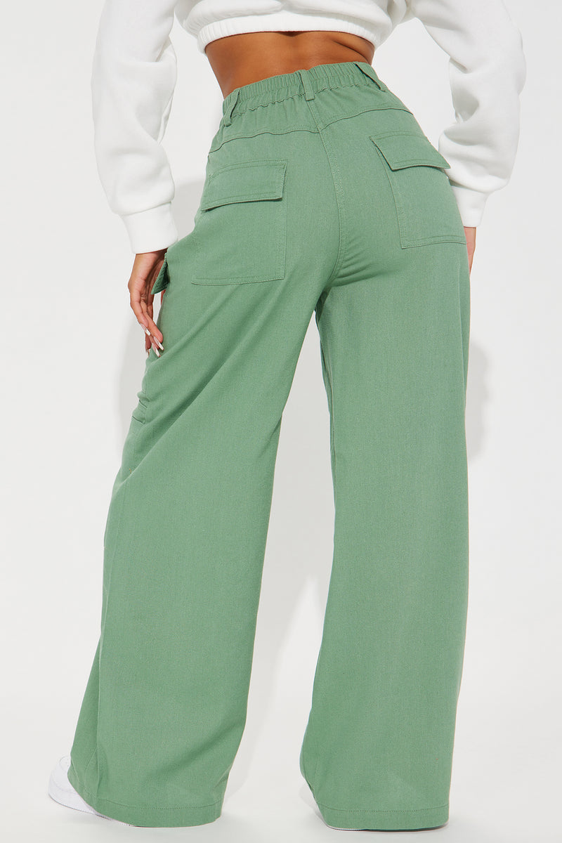 Separate From The Rest Cargo Linen Pants Olive - 100 Percent Linen No Stretch For Breathable Comfort main image 1