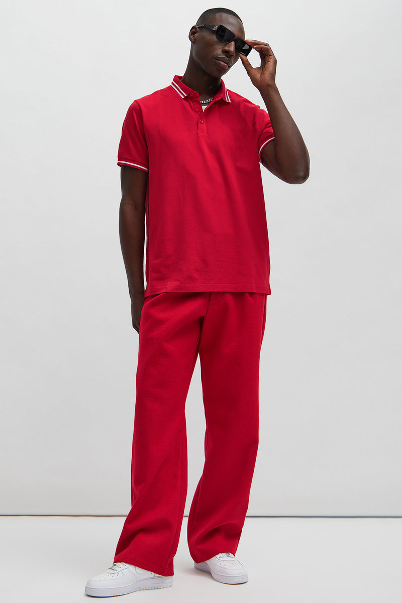 Red polo black hot sale pants