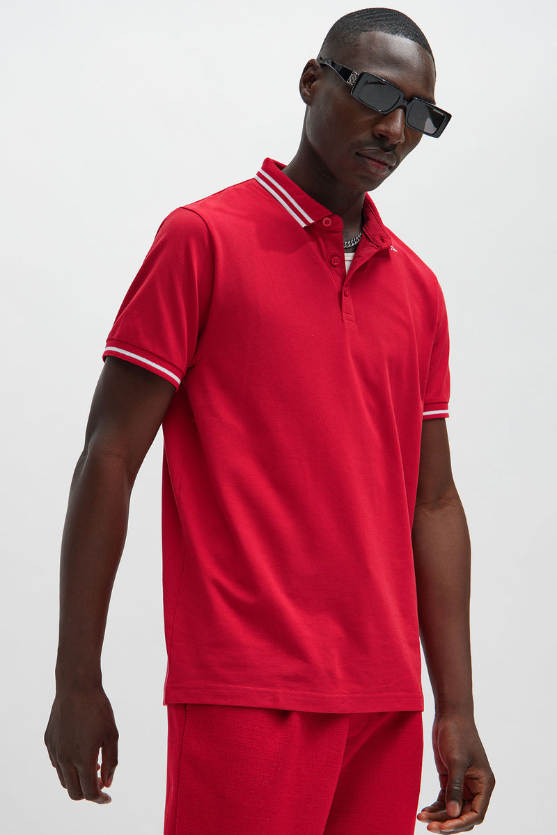 Red polo black hot sale pants