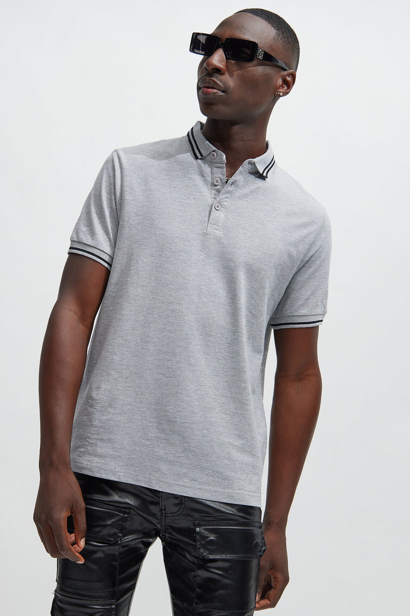 Cool grey polo shirt sales