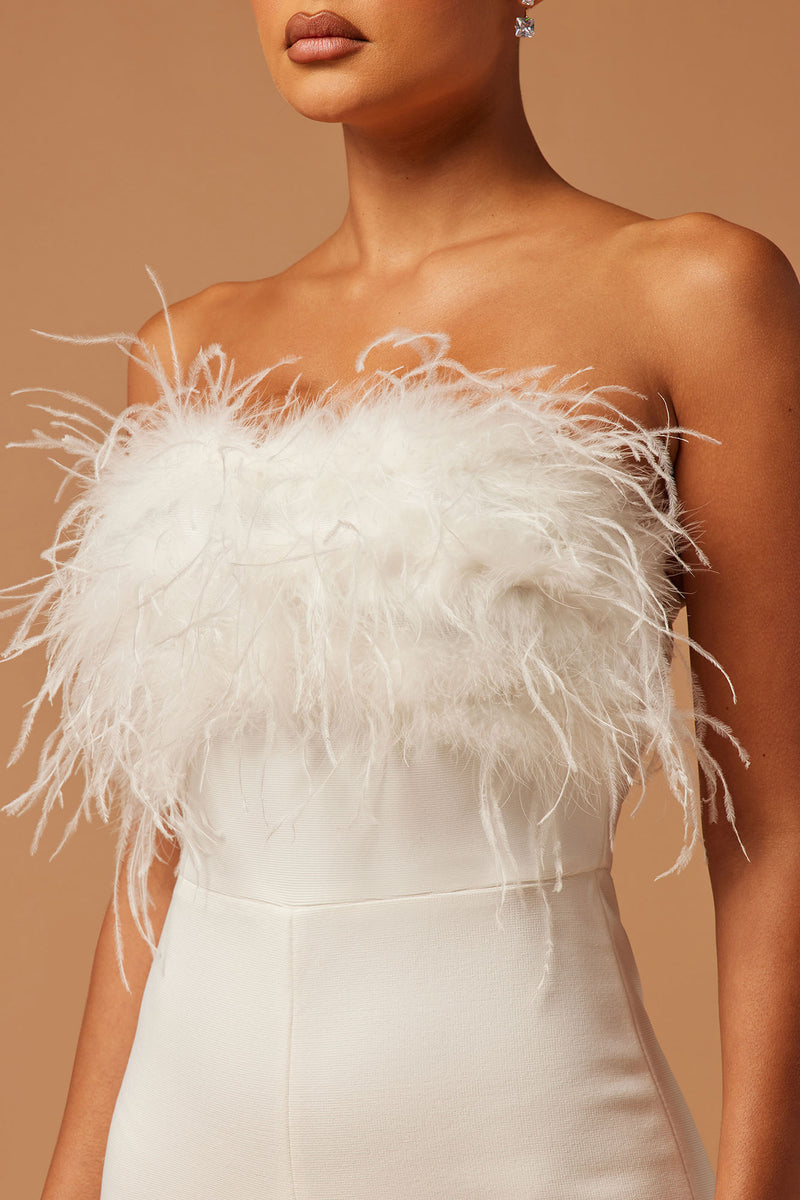 Fay Feather Bandage Jumpsuit - White | Fashion Nova, Luxe | Fashion Nova