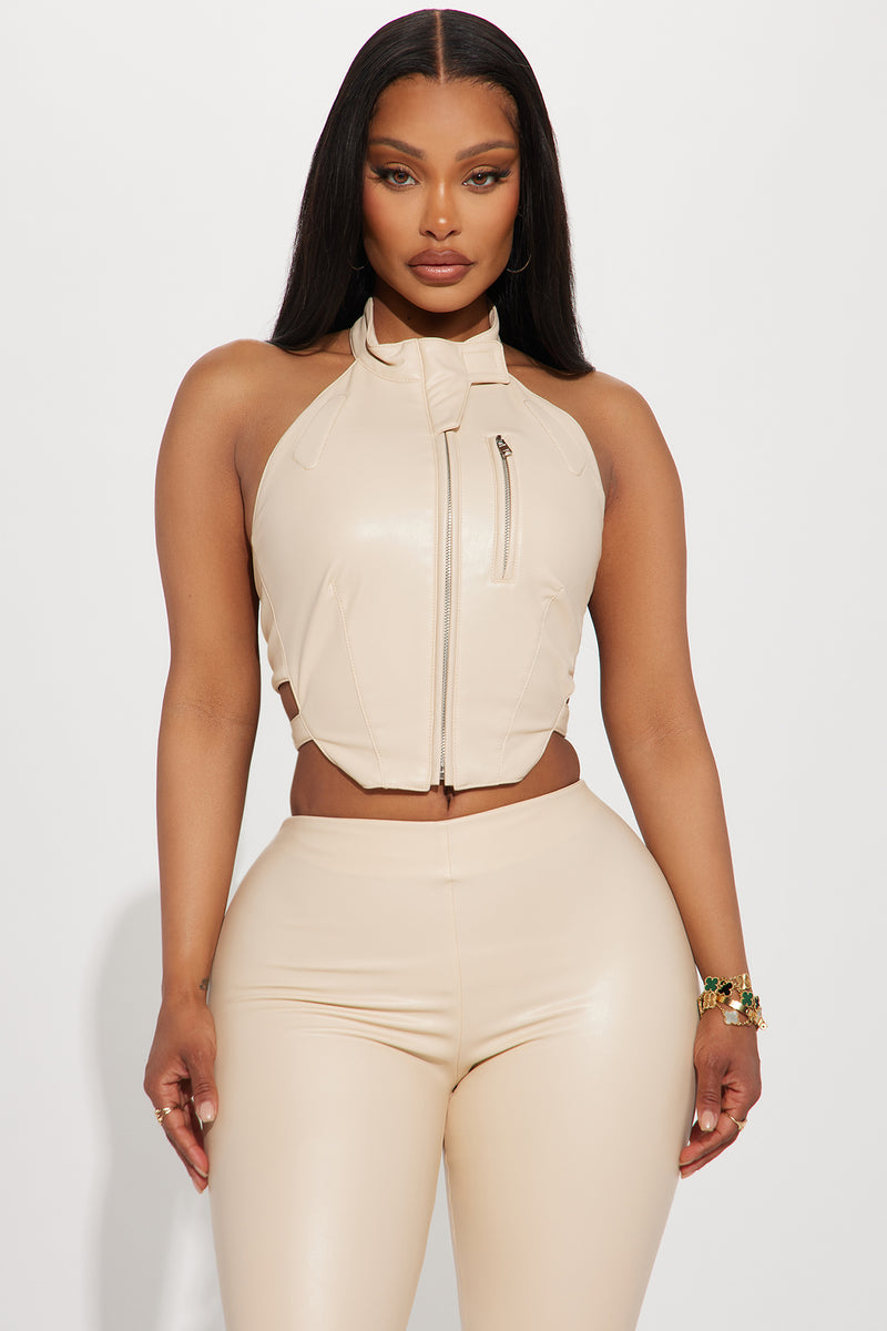 Sleek And Chic High Waist Faux Leather Legging in Chestnut Curves •  Impressions Online Boutique