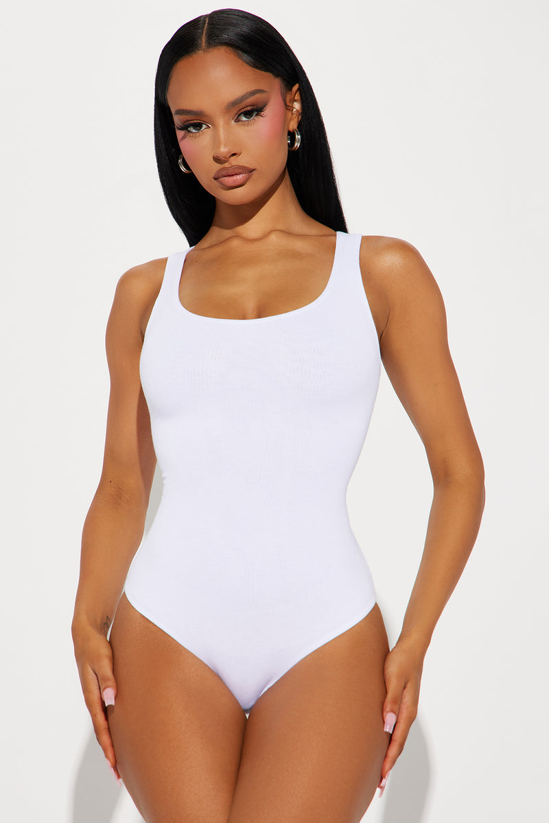 Kim Cut Out Bodysuit - White, Fashion Nova, Bodysuits