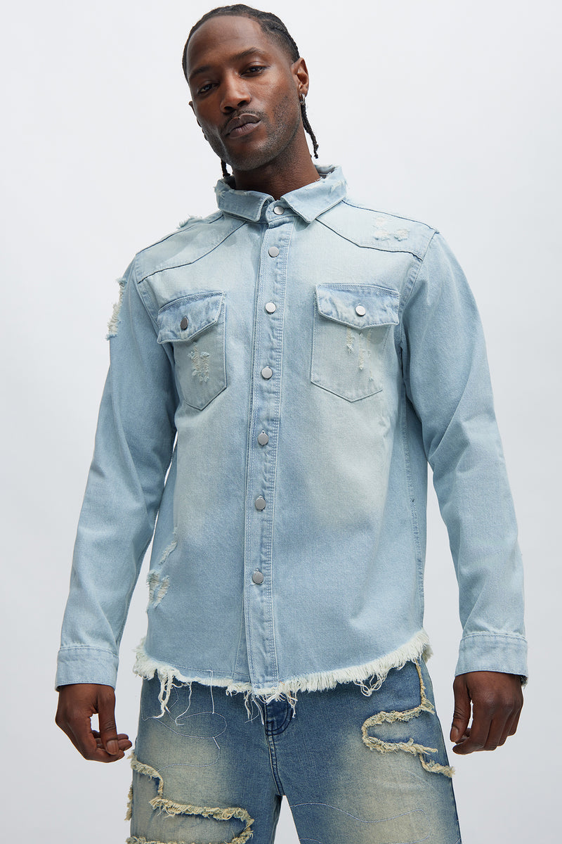 Denim shirt fashion nova best sale