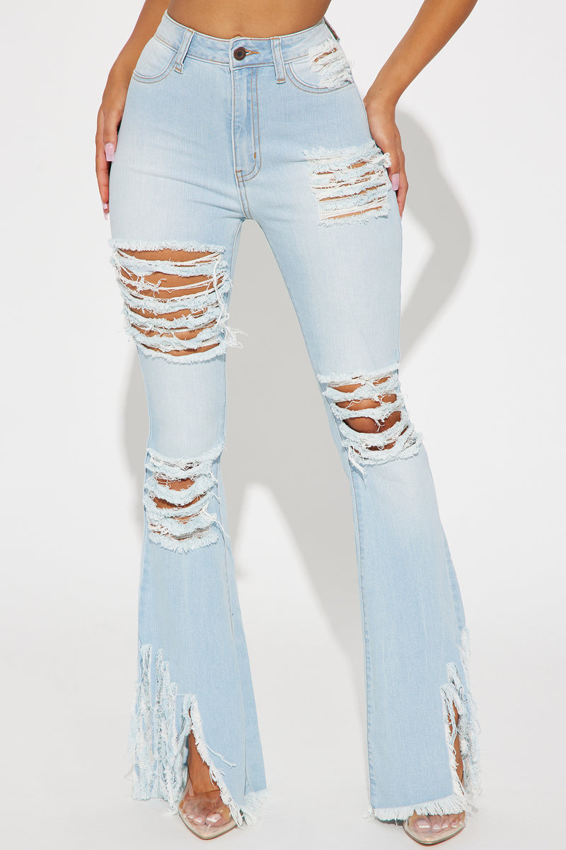 Remi Ripped Stretch Baggy Jeans - Grey
