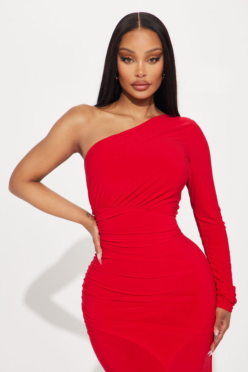 Stacy Ruched Maxi Dress Red Fashion Nova, Dresses Fashion Nova