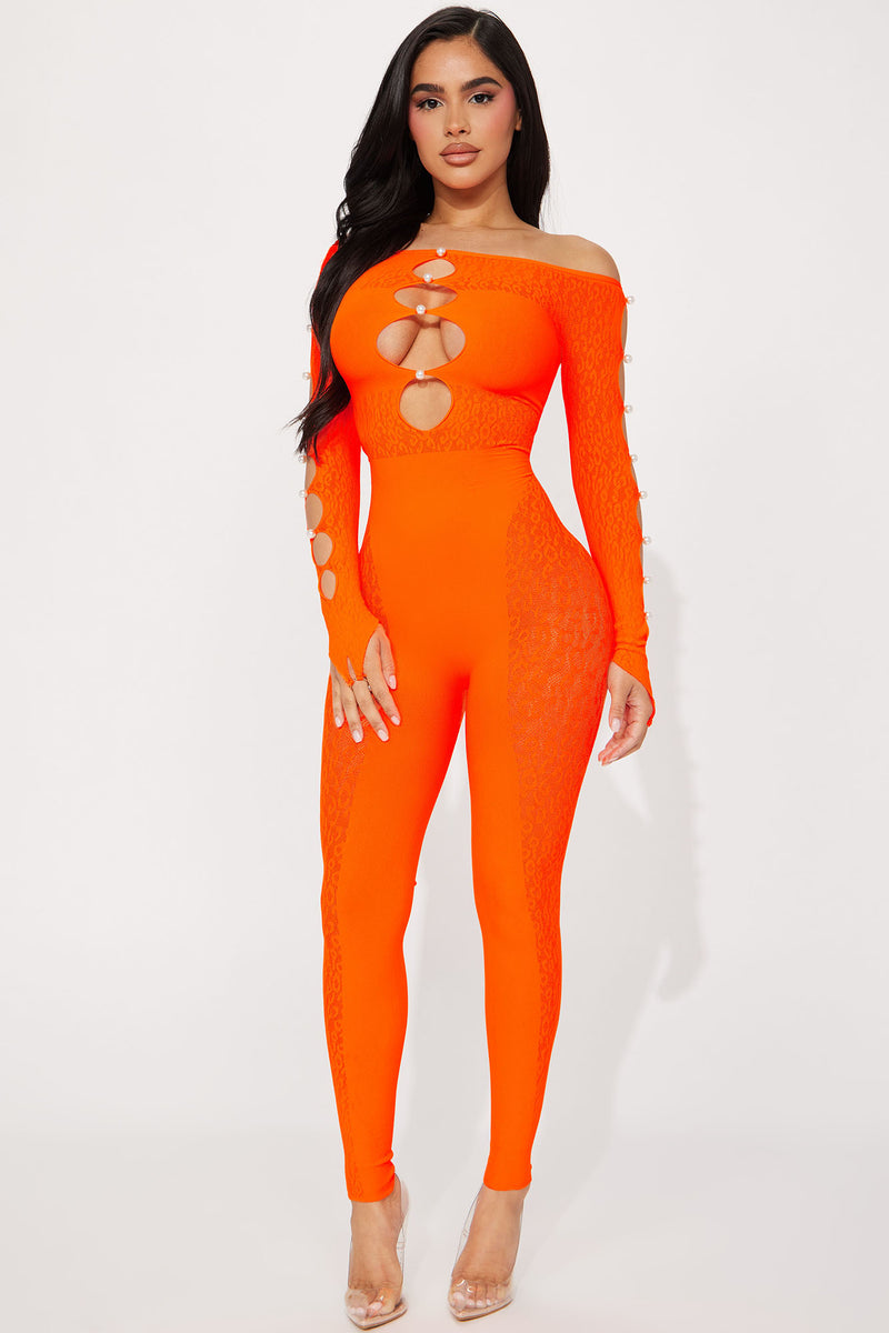 Fashion nova orange jumpsuit discount