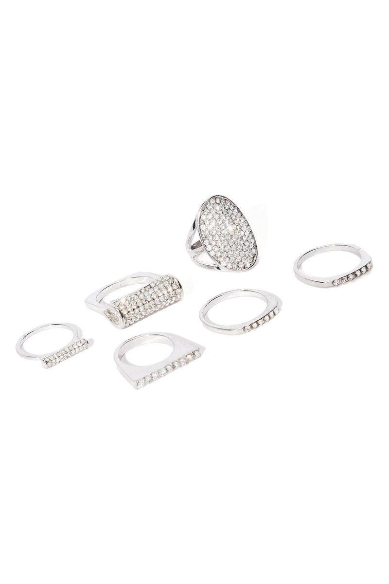 Shine In The Night 6 Piece Ring Set Silver Fashion Nova, Jewelry