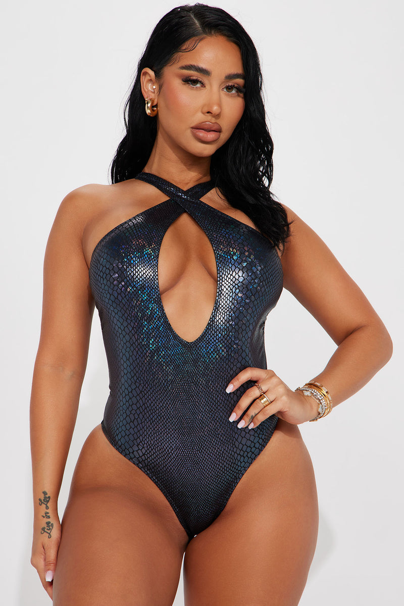 Black metallic cheap swimsuit