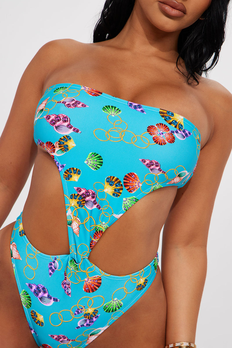 Shell Island Swim Cover Up Kimono - Blue/combo, Fashion Nova, Swimwear