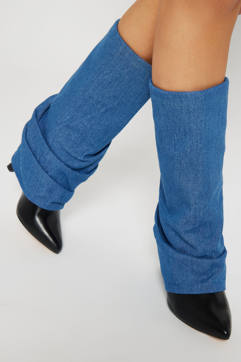 Kordyn Knee High Overlay Boots Blue Fashion Nova Shoes