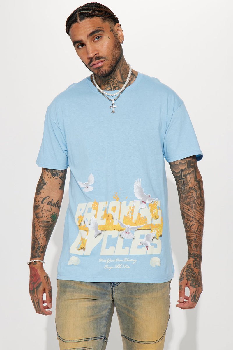 Light blue graphic store tee