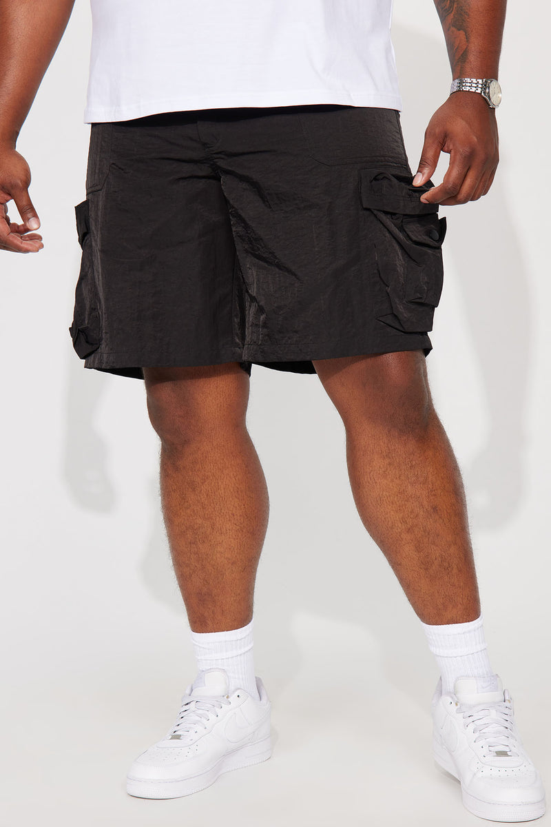 Don t trip Nylon Cargo Shorts Black Fashion Nova Mens Shorts