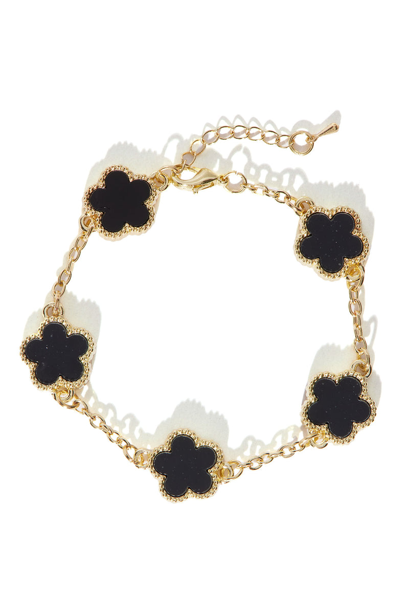 Iced Multi Clover Bracelet - Gold/Black, Fashion Nova, Mens Jewelry