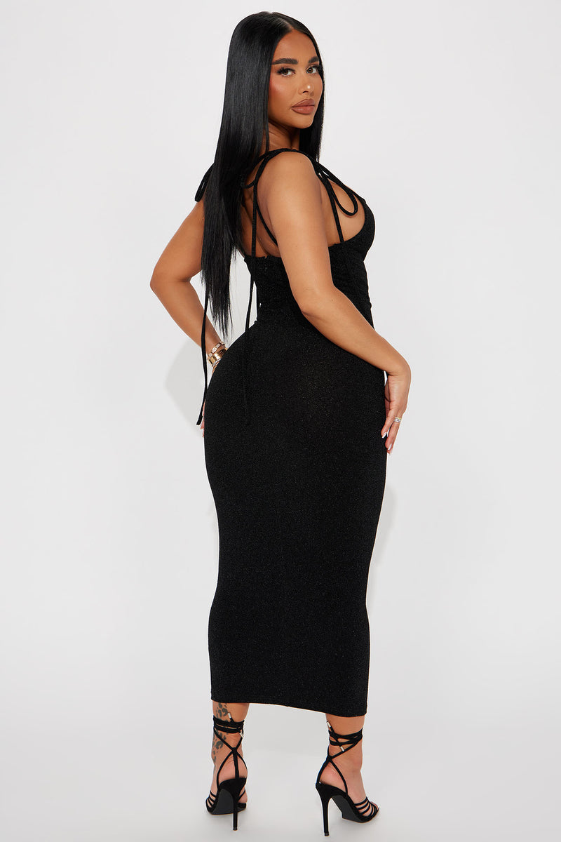 Mia Metallic Midi Dress Black Fashion Nova Dresses Fashion Nova