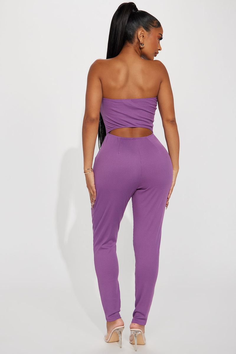 Purple jumpsuit fashion nova hotsell
