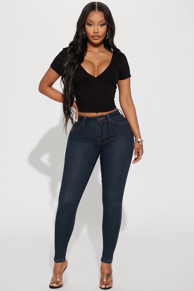 Classic Mid Rise Skinny Jeans Dark Denim