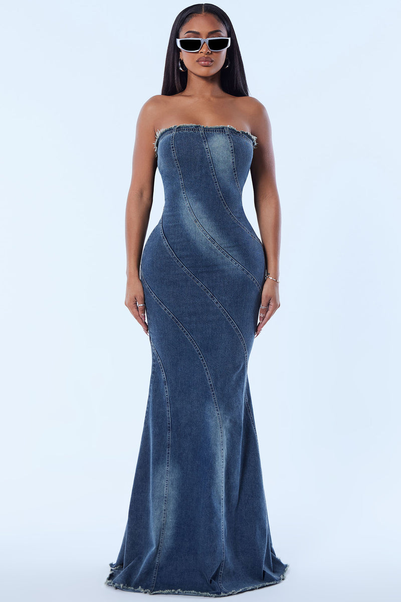 Denim discount evening wear