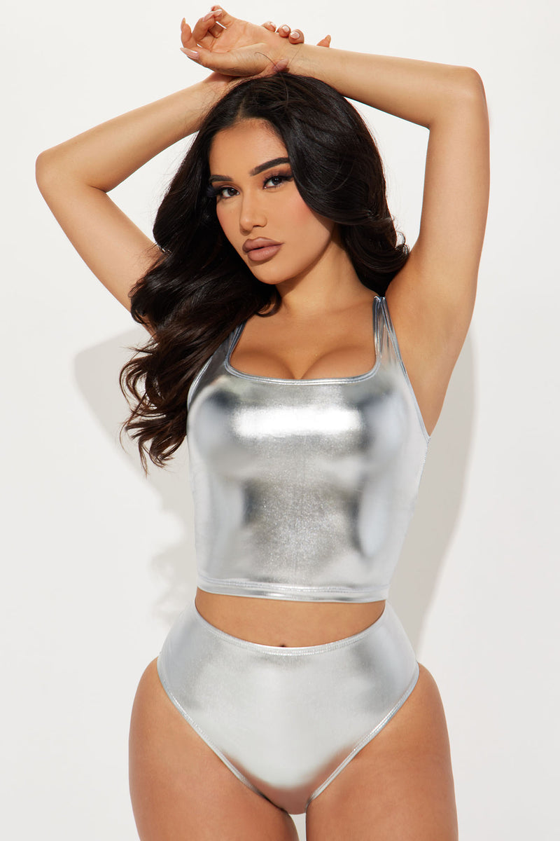 Metallic high 2025 waisted bikini