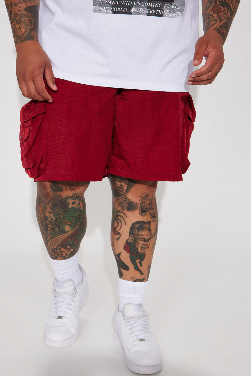 Don t trip Nylon Cargo Shorts Burgundy