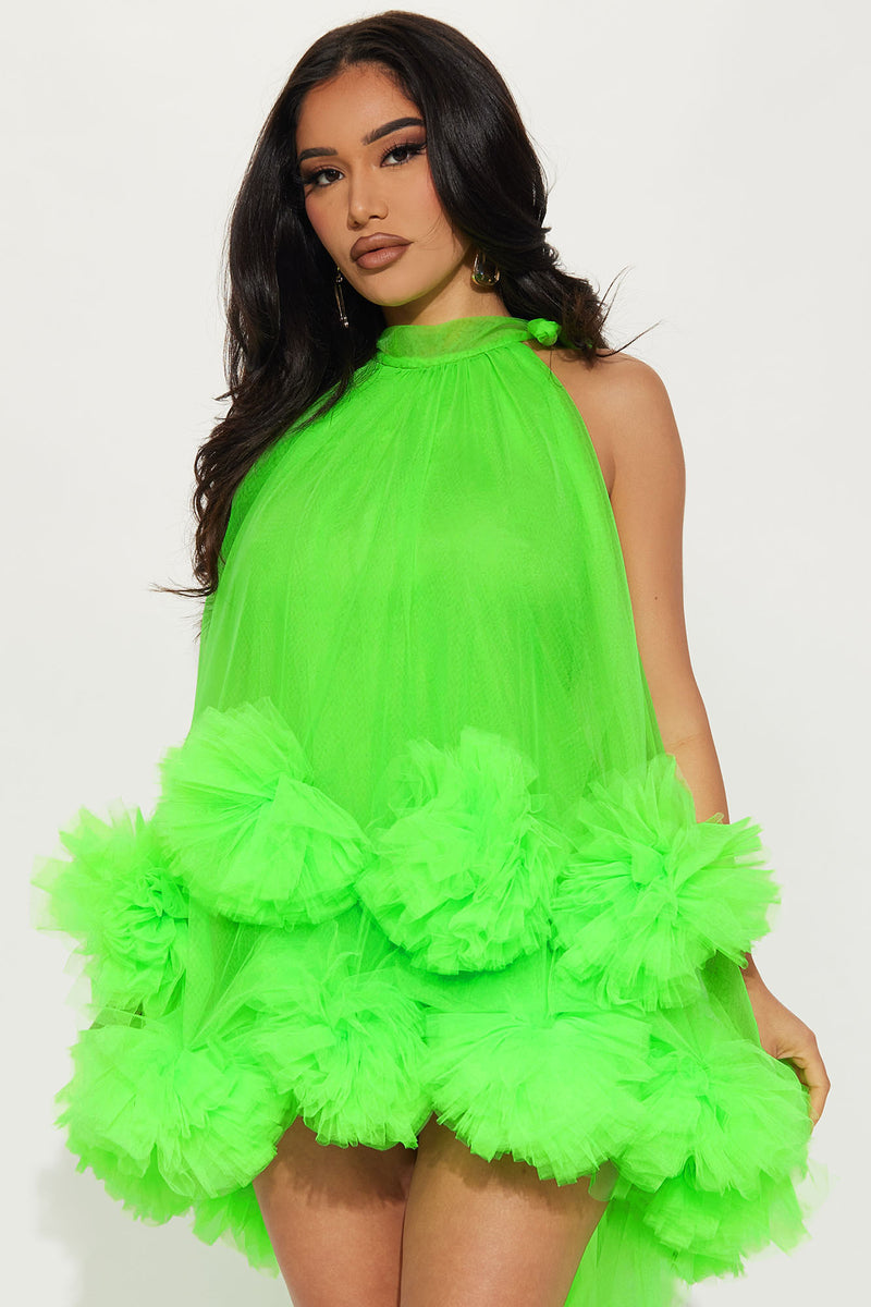 Green tulle maxi dress shop
