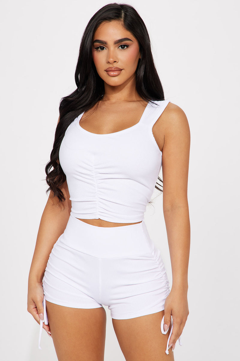 White shorts fashion nova top