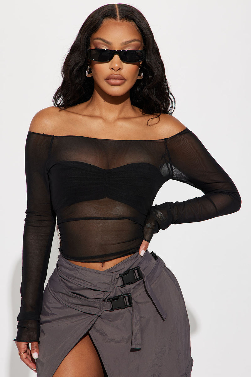 Never Ending Mesh Top - Black, Fashion Nova, Knit Tops