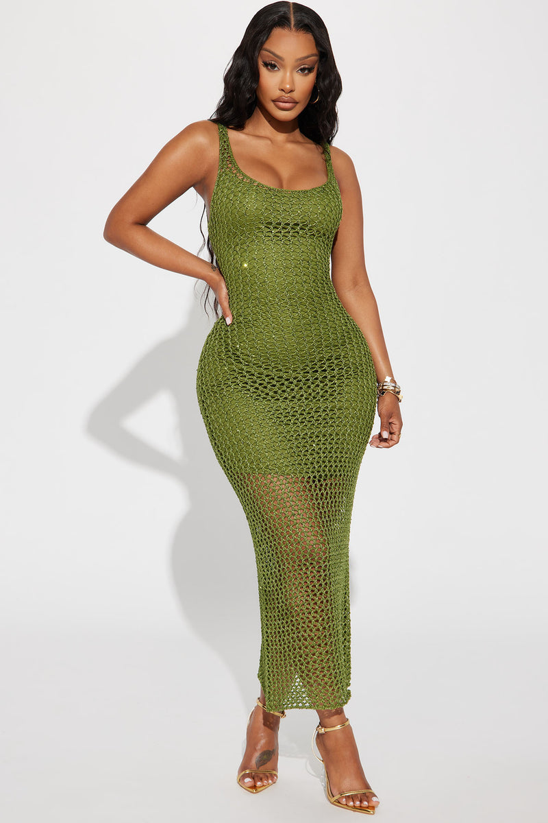 Green new arrivals crochet dress