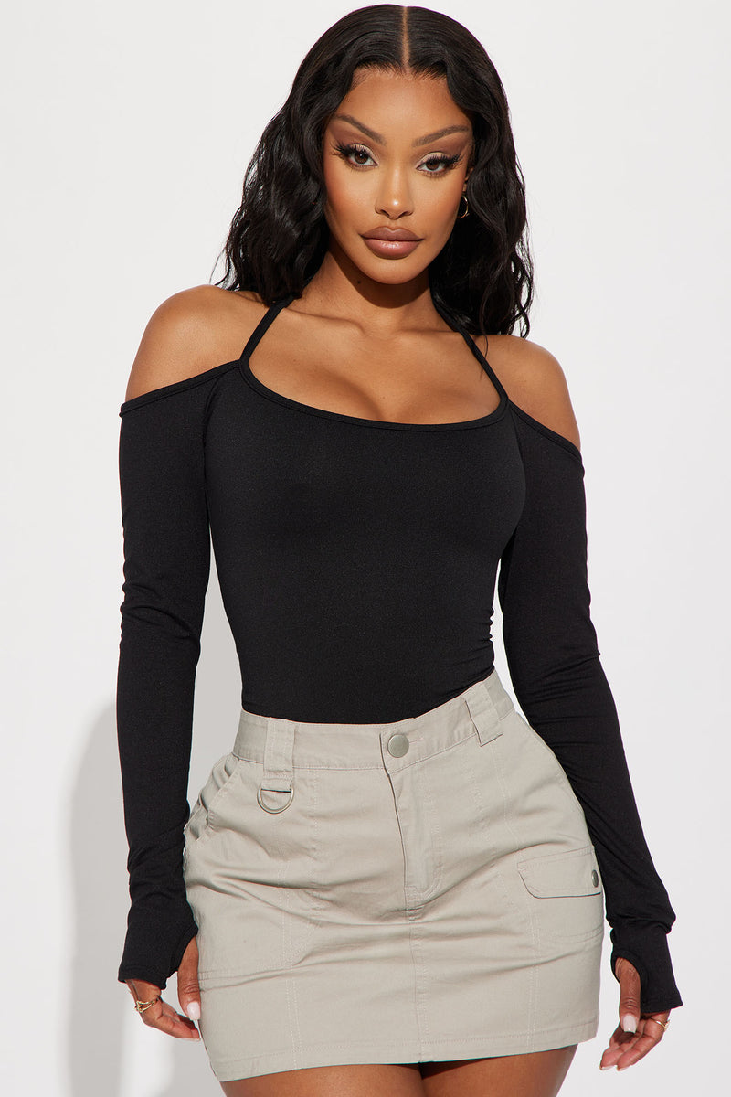 Off the shoulder tops black long sleeve outlet