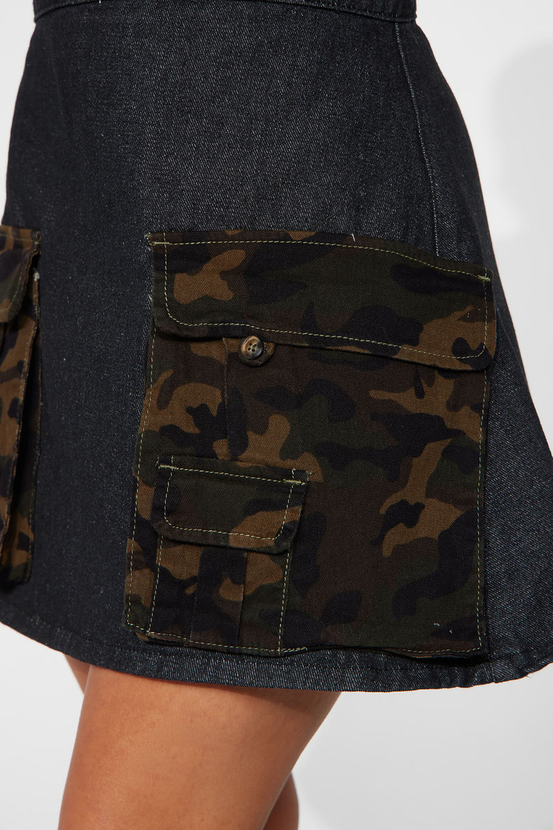 Maybe For You Camo Skirt Set Dark Wash