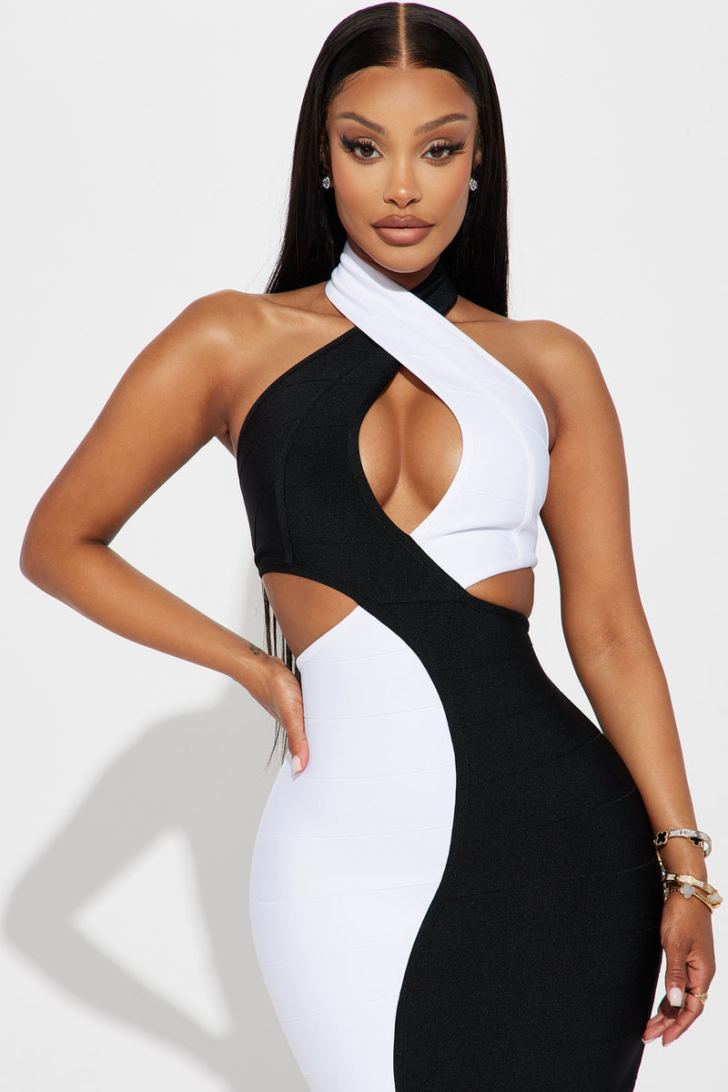 Black and white dress fashion nova top